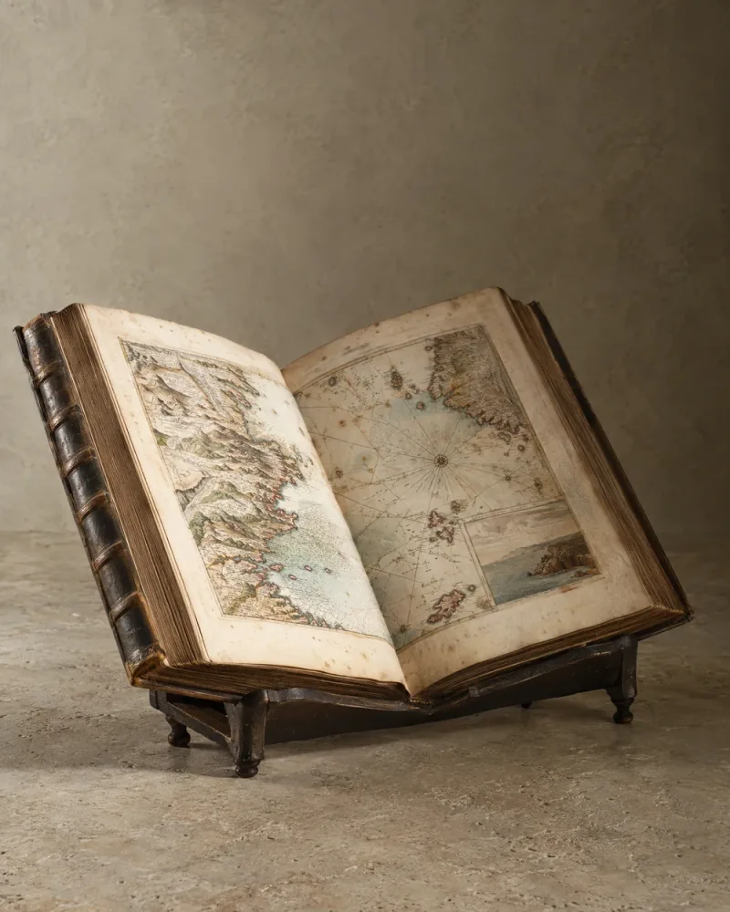 Atlas met gekleurde kaarten